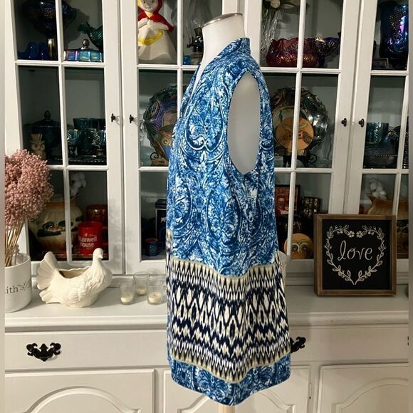 Blue Cardigan Vest  Sz Medium  Onque Casuals - Picture 3 of 6